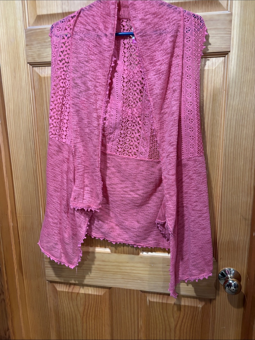 No Boundaries Pink Crochet-Trim Open Front Tunic